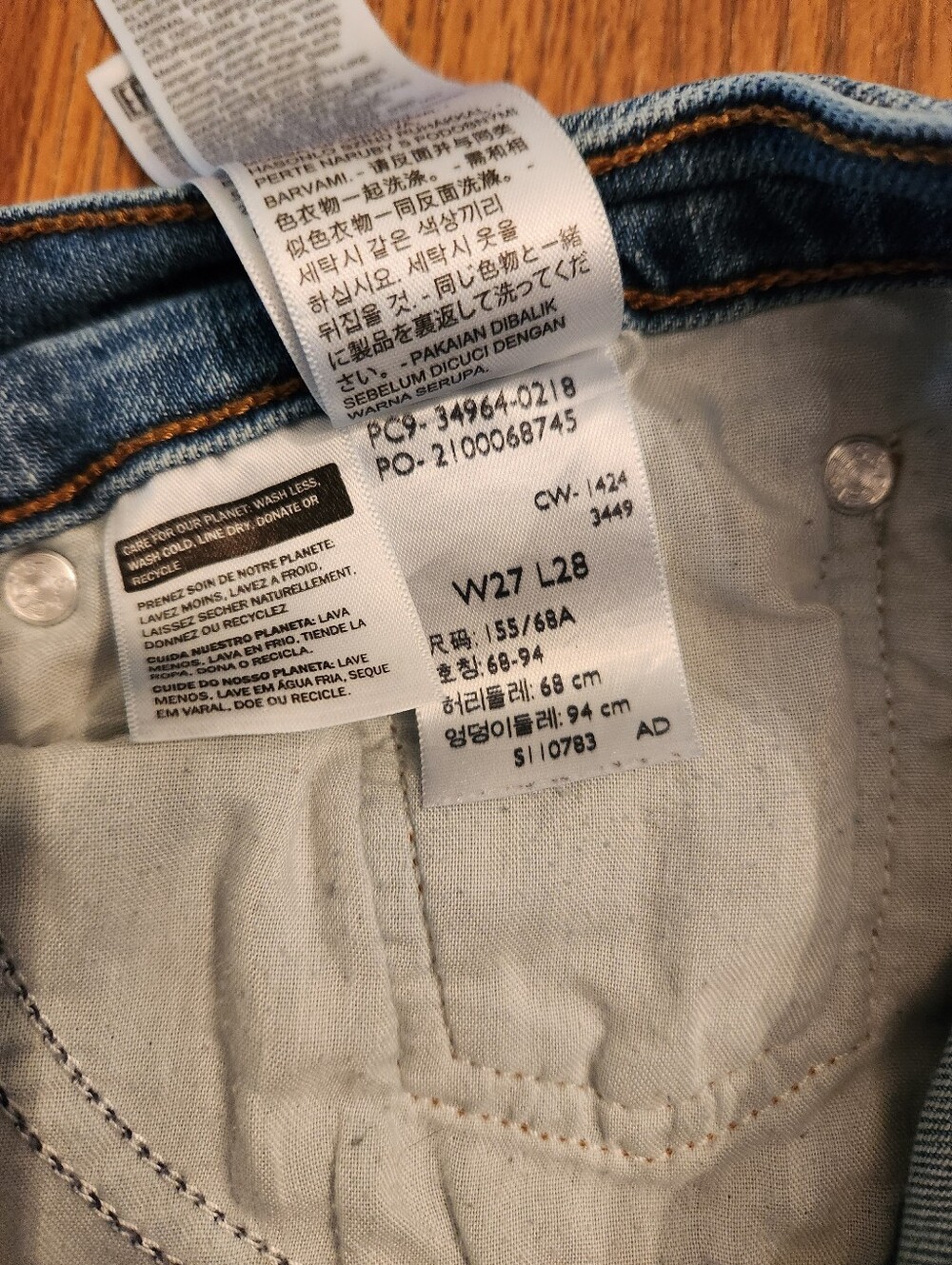 Levi's Wedgie Straight Jeans Button Fly Blue Size 27 - Picture 6 of 6